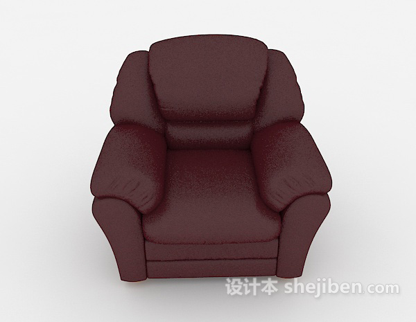 现代风格简约暗红色单人沙发3d模型下载