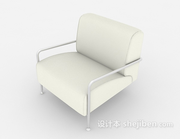 设计本现代简约白色单人沙发3d模型下载