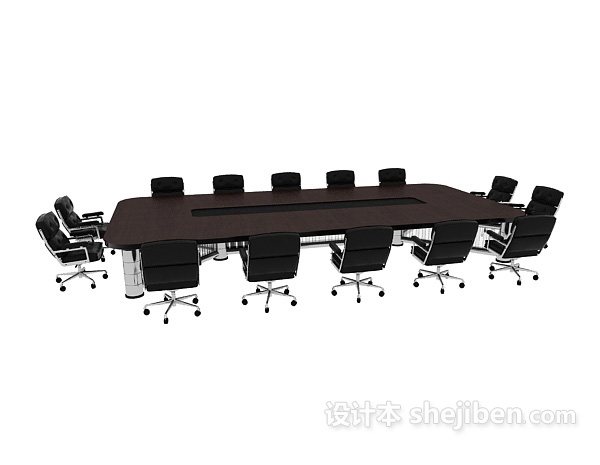 现代风格办公黑色会议桌椅3d模型下载