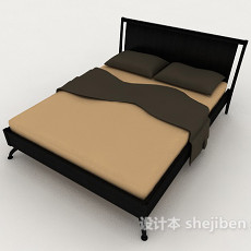 家居木质简约黄色双人床3d模型下载
