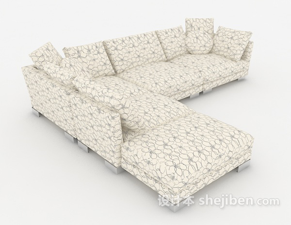 设计本现代花纹多人沙发3d模型下载