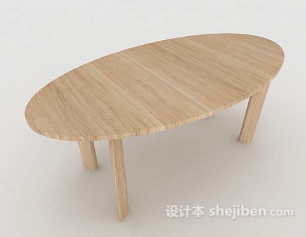 免费简约椭圆形木桌3d模型下载