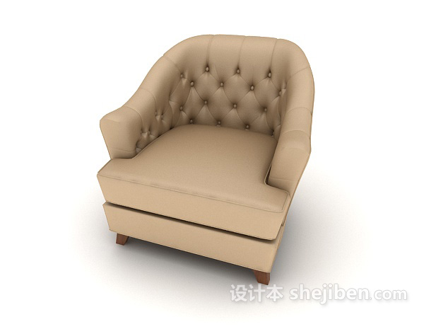 欧式家居棕色单人沙发3d模型下载