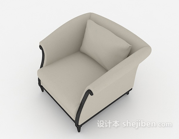 设计本简欧灰色家居单人沙发3d模型下载