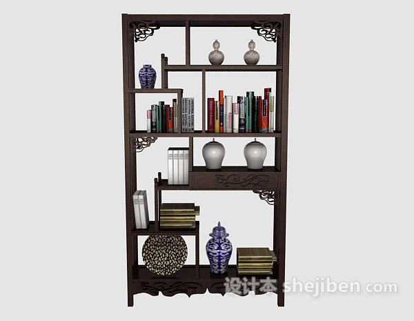 中式木质书柜