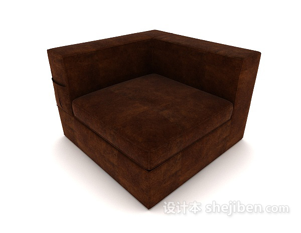 现代风格方形简约休闲深棕色单人沙发3d模型下载