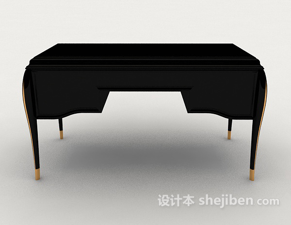 欧式风格简欧黑色简约书桌3d模型下载
