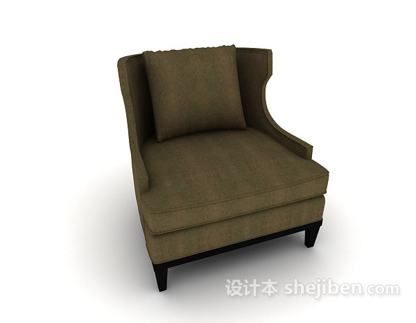 免费欧式简约灰棕色单人沙发3d模型下载