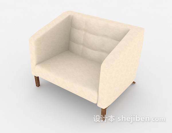 现代风格浅棕色方形简约单人沙发3d模型下载