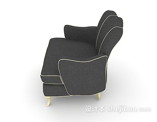 设计本欧式深蓝色单人沙发3d模型下载