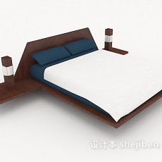 个性木质白色双人床3d模型下载