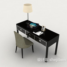 黑色简约书桌椅3d模型下载