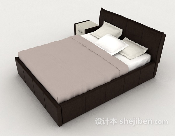 设计本简单风格实木双人床3d模型下载