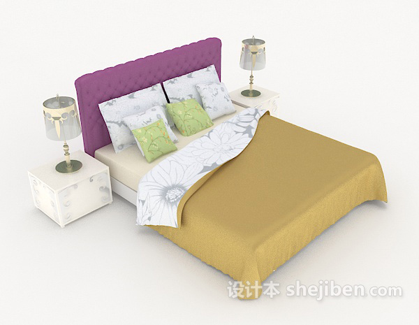 家居个性休闲双人床3d模型下载