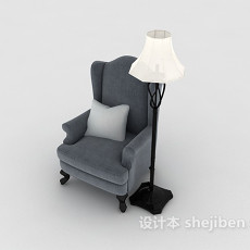 简欧灰色单人沙发3d模型下载