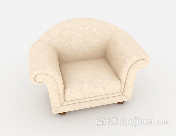 欧式风格欧式家虐米黄色单人沙发3d模型下载