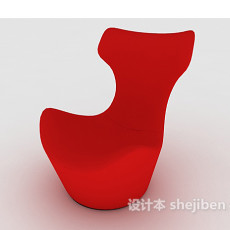 个性简约红色休闲椅3d模型下载