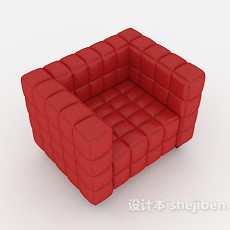 现代方形红色单人沙发3d模型下载