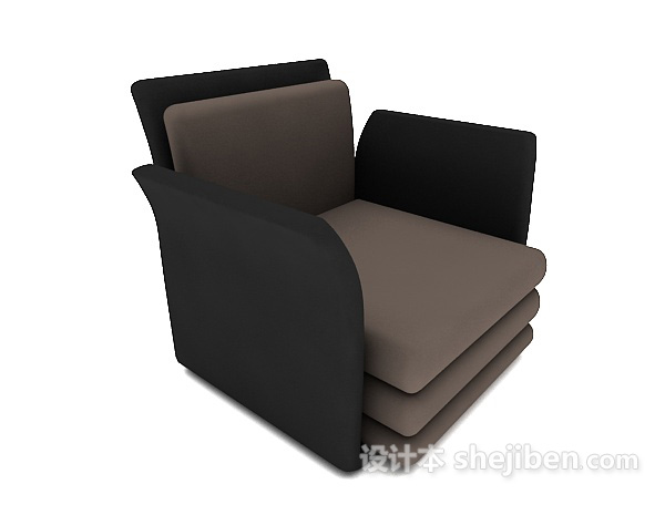 设计本个性简约黑灰色单人沙发3d模型下载