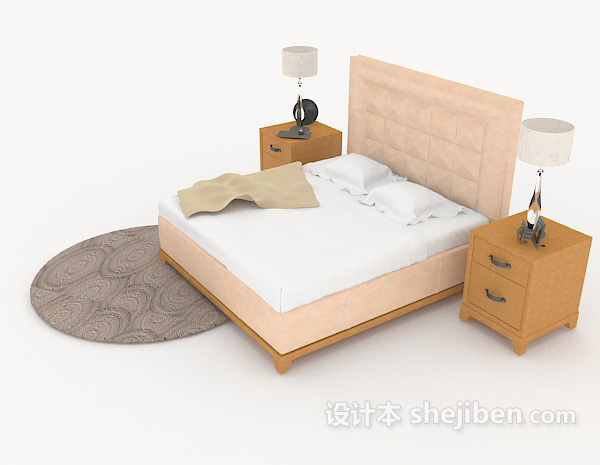 设计本简单双人床3d模型下载