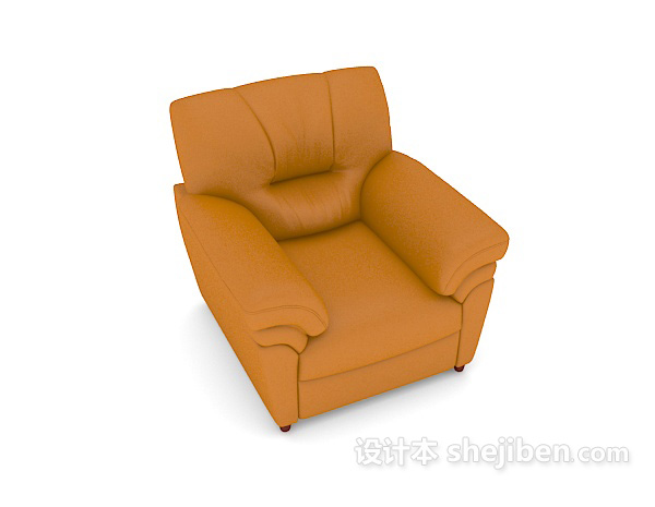 现代简约皮质单人沙发3d模型下载