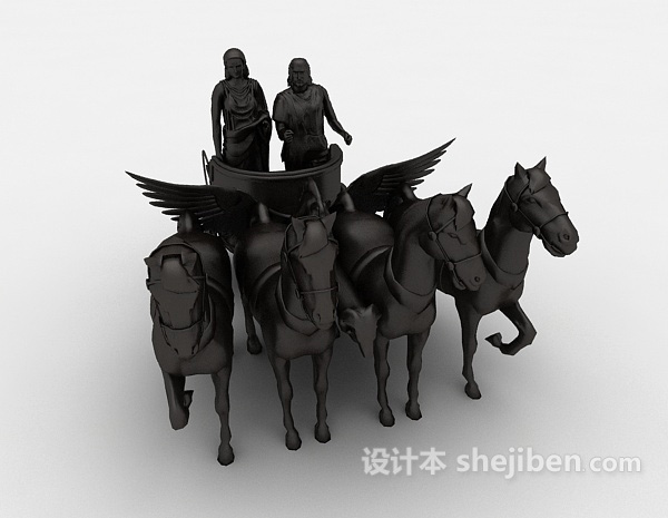 现代风格黑色战马摆设品3d模型下载
