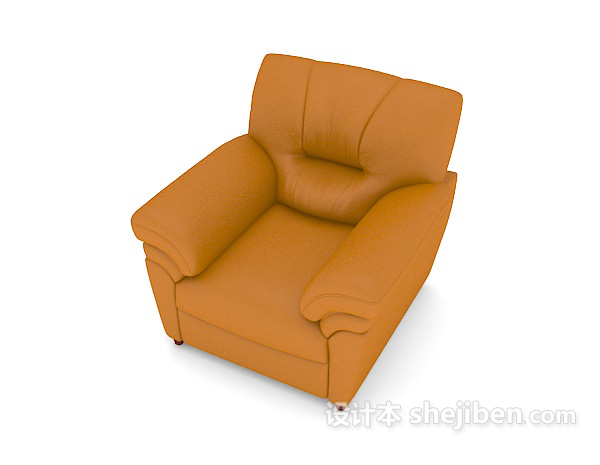 现代风格现代简约皮质单人沙发3d模型下载
