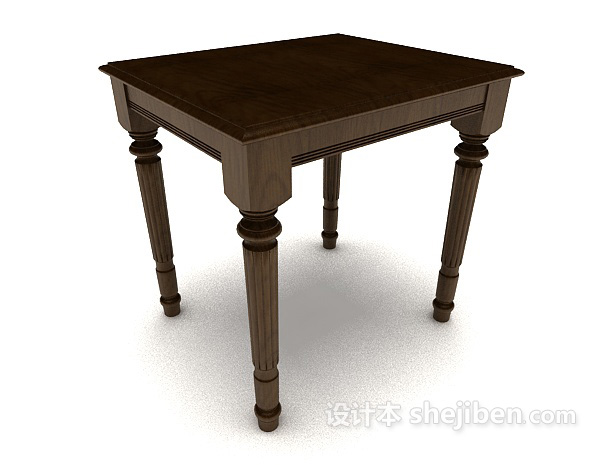 中式风格新中式简约木质书桌3d模型下载