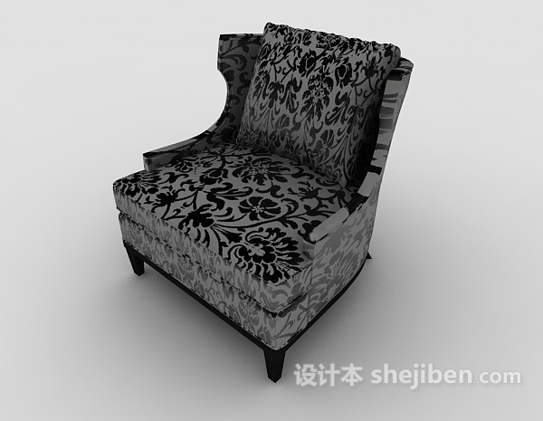 免费欧式风格花纹单人沙发3d模型下载