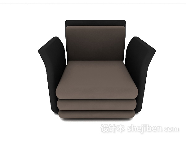 免费个性简约黑灰色单人沙发3d模型下载
