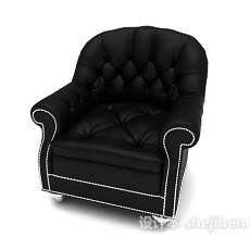 简欧黑色休闲单人沙发3d模型下载