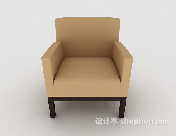 现代风格简约棕色休闲家居单人沙发3d模型下载