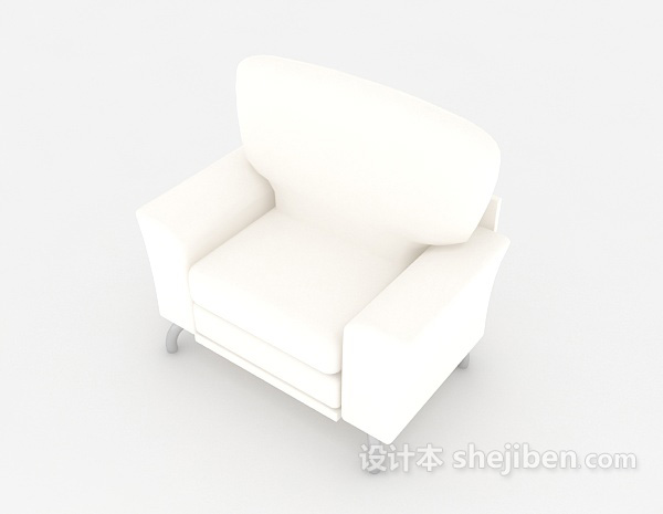 免费白色休闲单人沙发3d模型下载