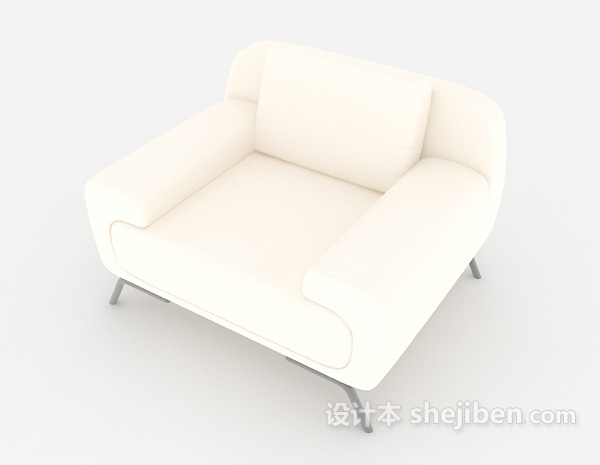 免费白色方形单人沙发3d模型下载