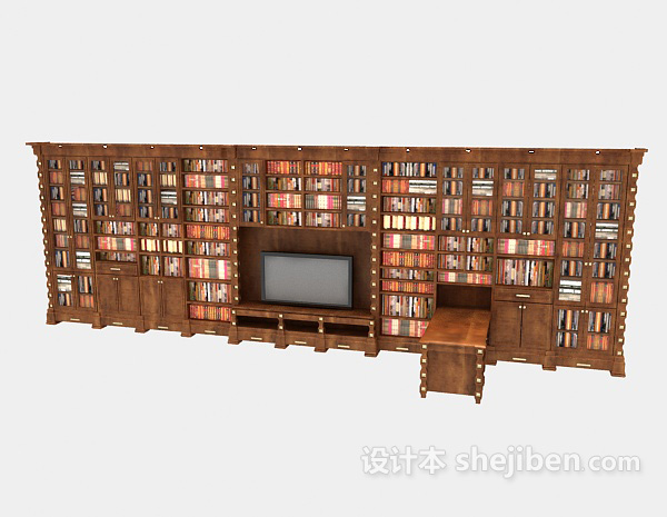 欧式风格欧式大型家居书柜3d模型下载