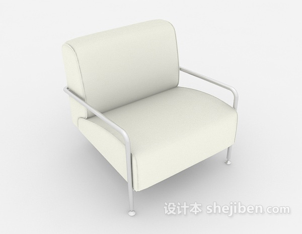 现代简约白色单人沙发3d模型下载