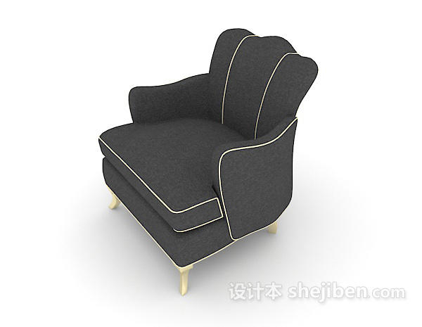 免费欧式深蓝色单人沙发3d模型下载