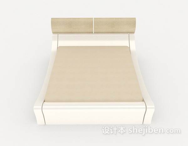 现代风格简单现代实木床3d模型下载