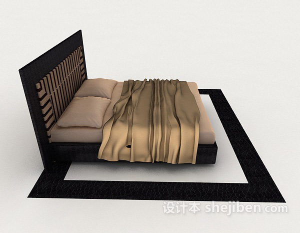 设计本家居型简单双人床3d模型下载