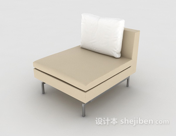 现代简约方形棕色单人沙发3d模型下载