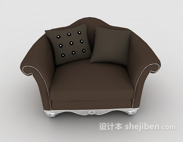 欧式风格欧式简约家居棕色单人沙发3d模型下载