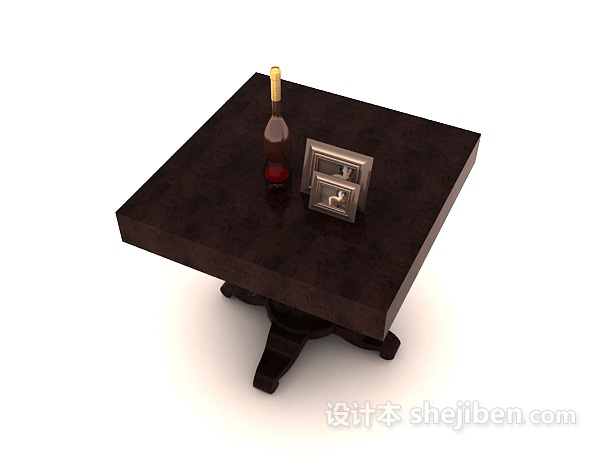 现代风格方形实木边桌3d模型下载