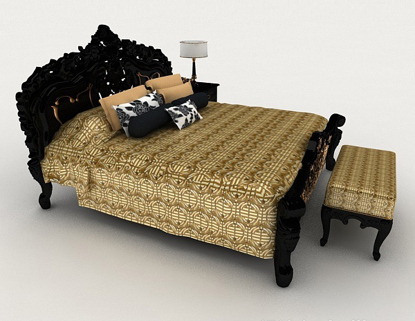 设计本欧式系精致双人床3d模型下载