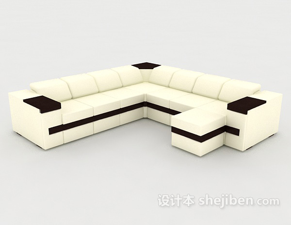 现代简约黑白多人沙发3d模型下载