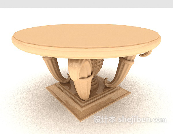 黄色欧式实木边桌3d模型下载