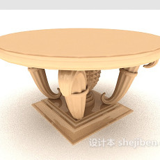 黄色欧式实木边桌3d模型下载