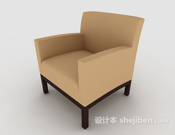 设计本简约棕色休闲家居单人沙发3d模型下载