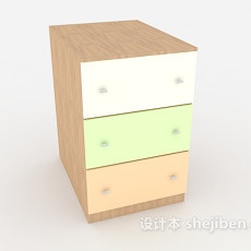 三色木质床头柜3d模型下载