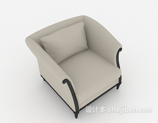 简欧灰色家居单人沙发3d模型下载
