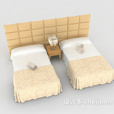 现代简约单人床3d模型下载